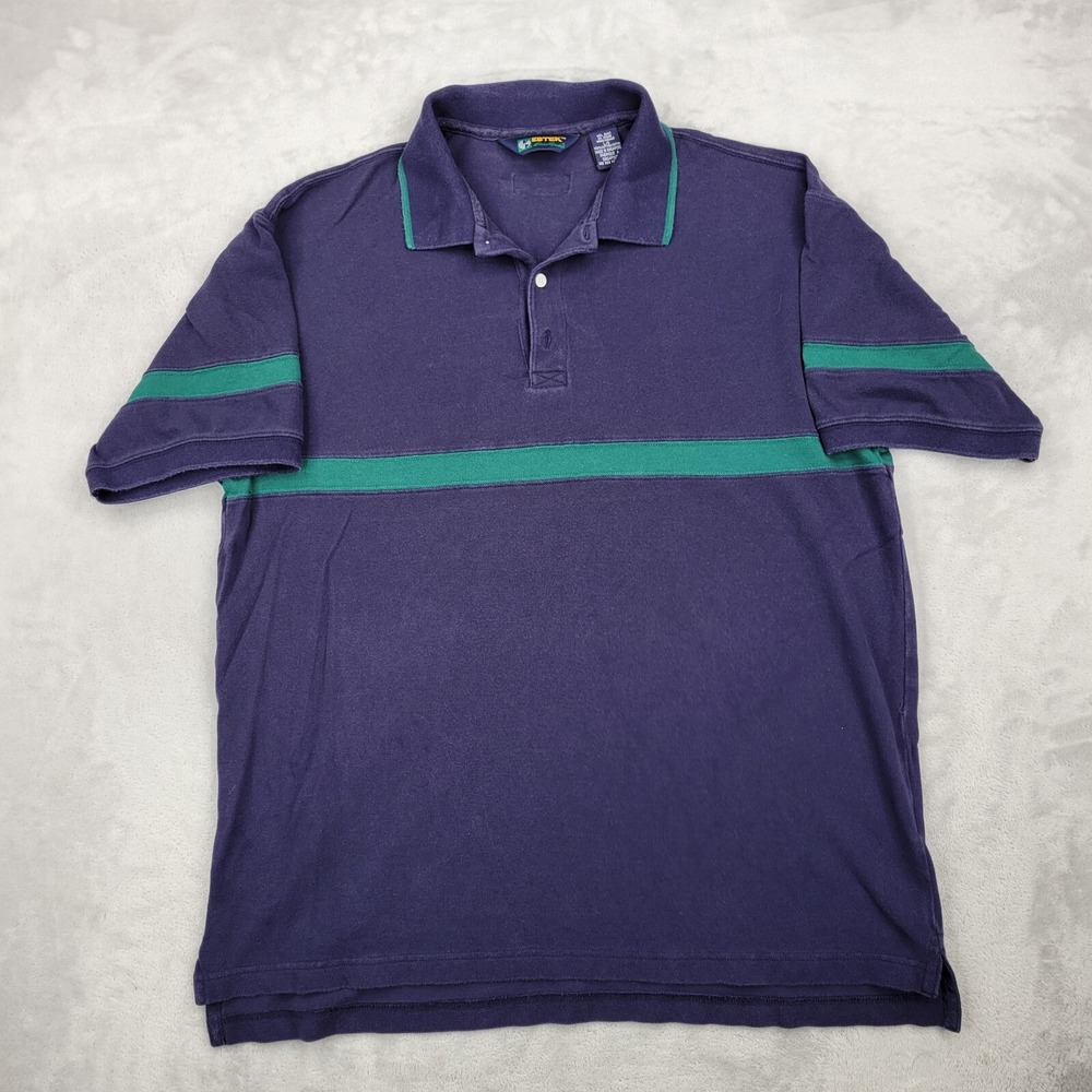 Eddie Bauer Shirt Men Large Golf Tour Club Open Vintage Ebtek Blue Green Adult L
